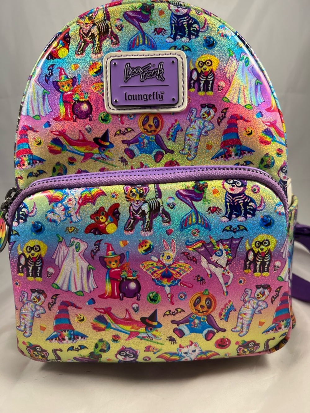 Loungefly Lisa Frank Halloween Print Mini Backpack Limited Glow In The Dark Rare - Picture 2 of 16